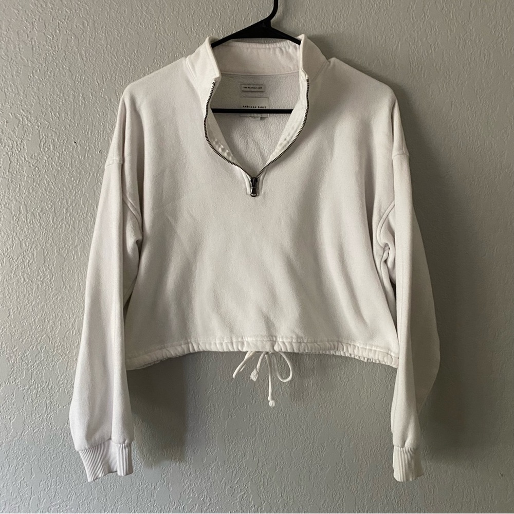 American eagle quarter zip white sweatshirt